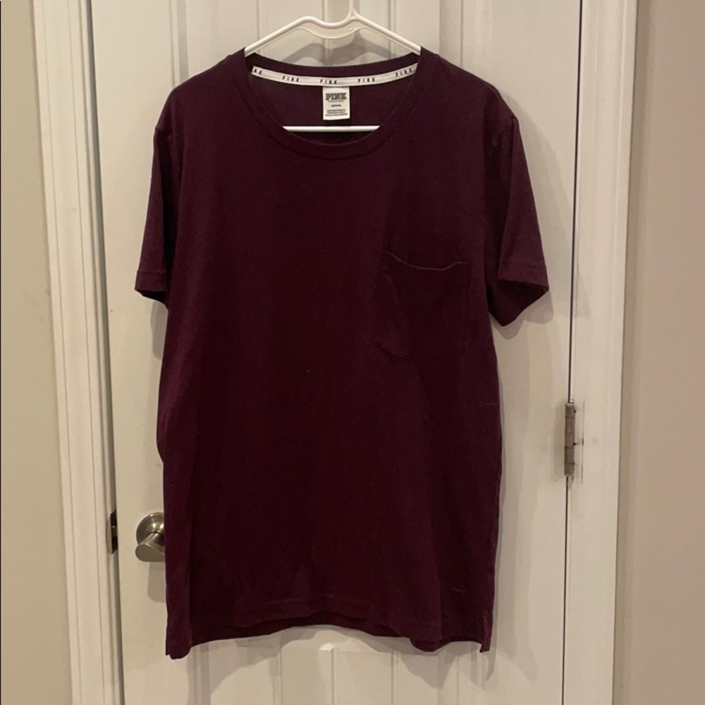 Burgundy/maroon pink brand t shirt